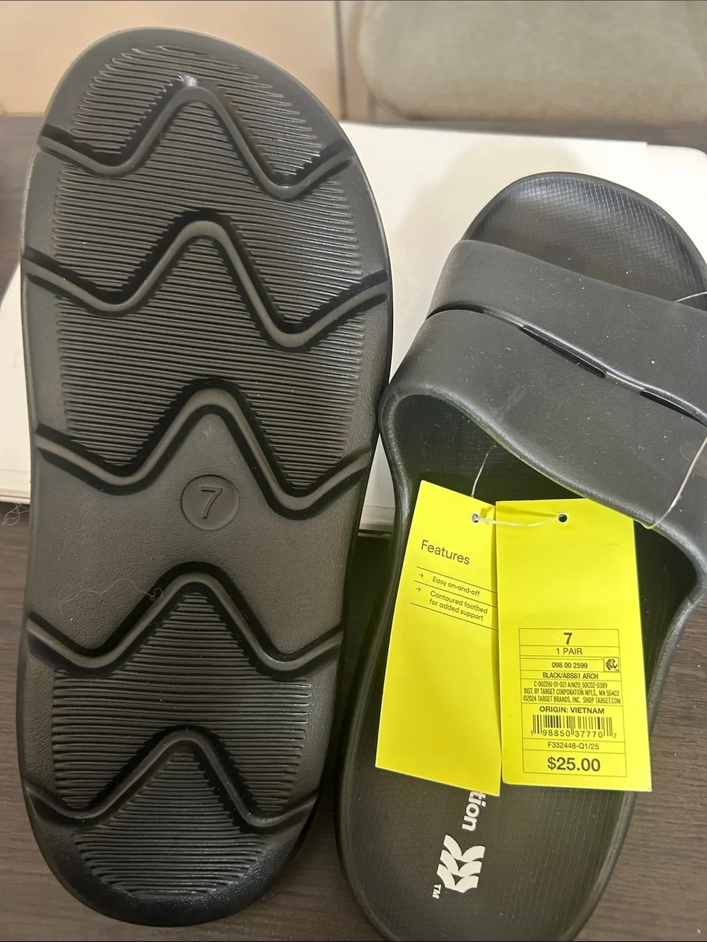 all in motion Black Men's Slide Sandals with Single Strap
